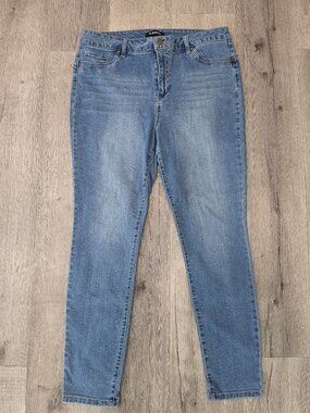 D. Jeans Womens Blue Denim Skinny Jeans Size 16 Stretch Mid Rise Classic 5-Pocke